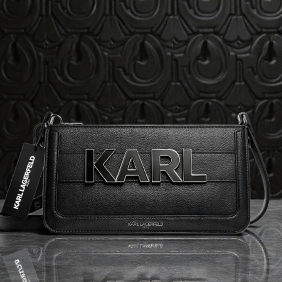 KARL LAGERFELD Enamel Logo Leather Shoulder Bag - Picture 7 of 7